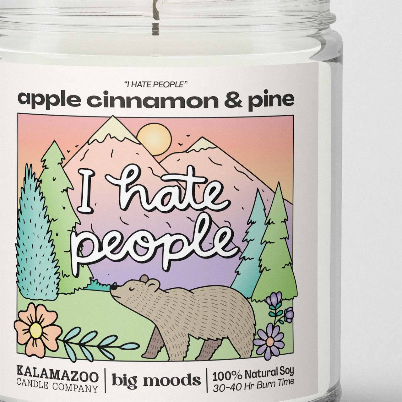 "I Hate People" Apple Cinnamon & Pine - 100% Soy Candle