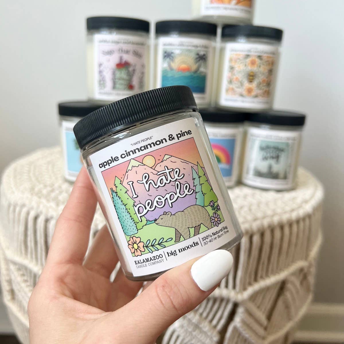 "I Hate People" Apple Cinnamon & Pine - 100% Soy Candle