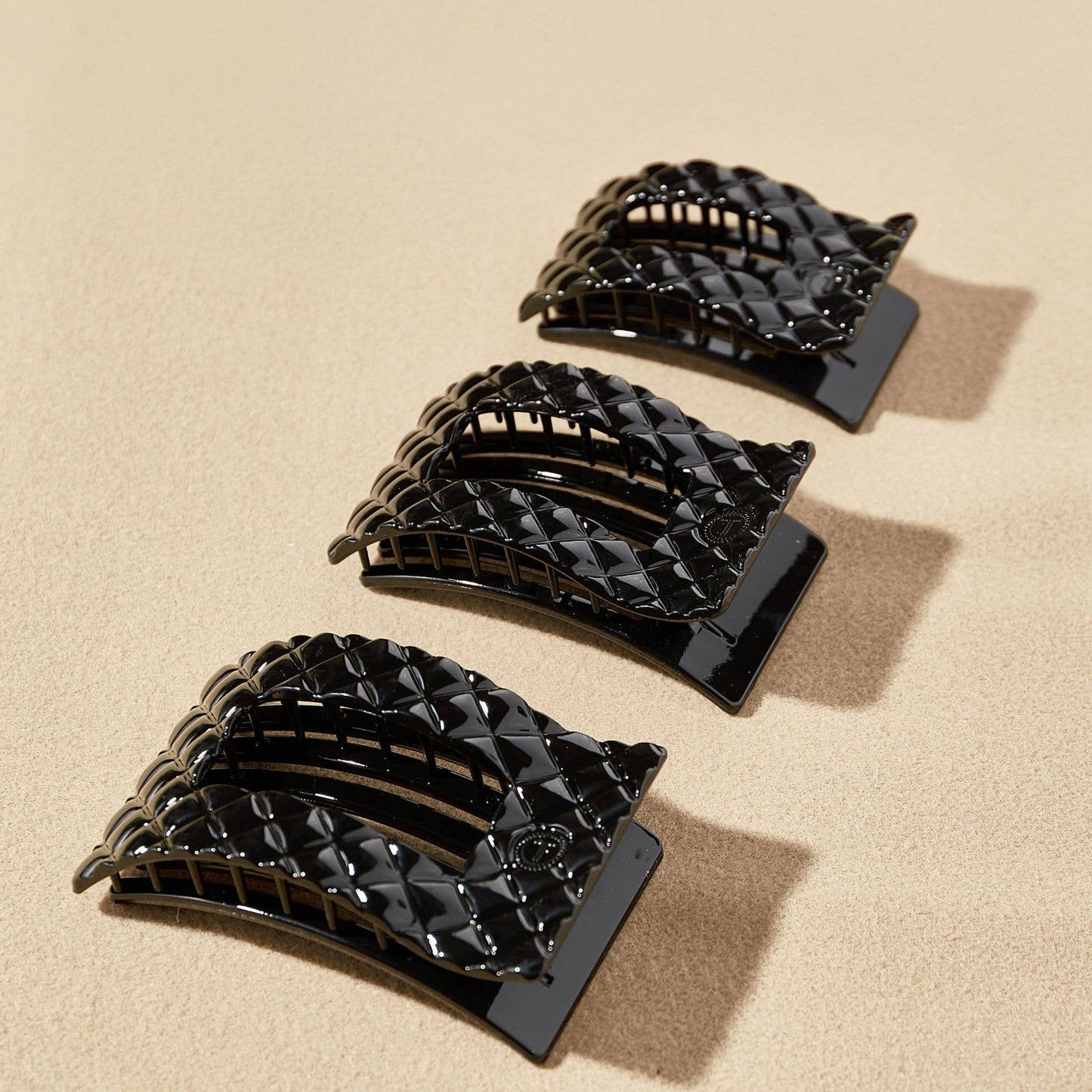 Jet Black Quilted Rectangle Flat Clip