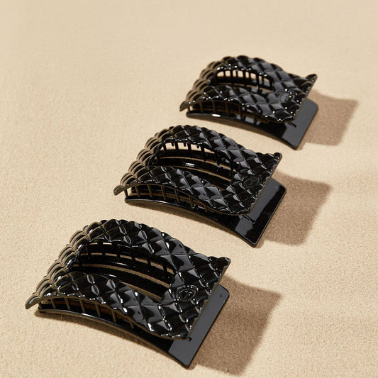 Jet Black Quilted Rectangle Flat Clip