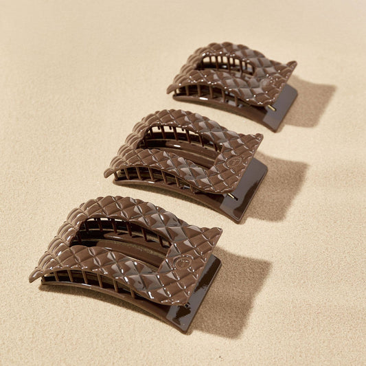 Truly Taupe Quilted Flat Rectangle Clip