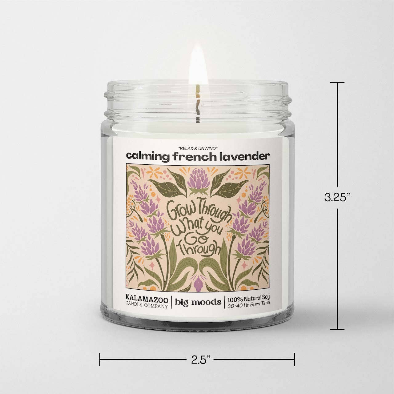 Calming French Lavender -  100% Soy Candle