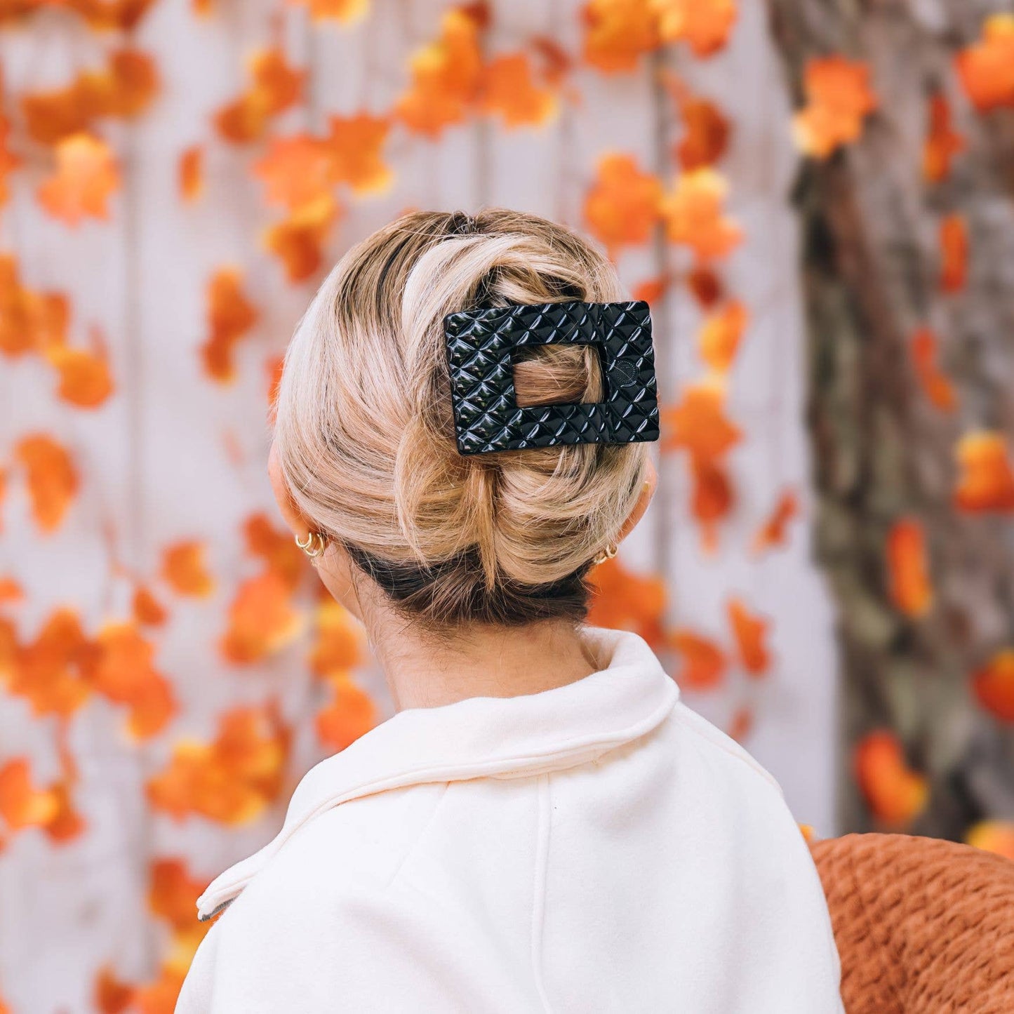 Jet Black Quilted Rectangle Flat Clip
