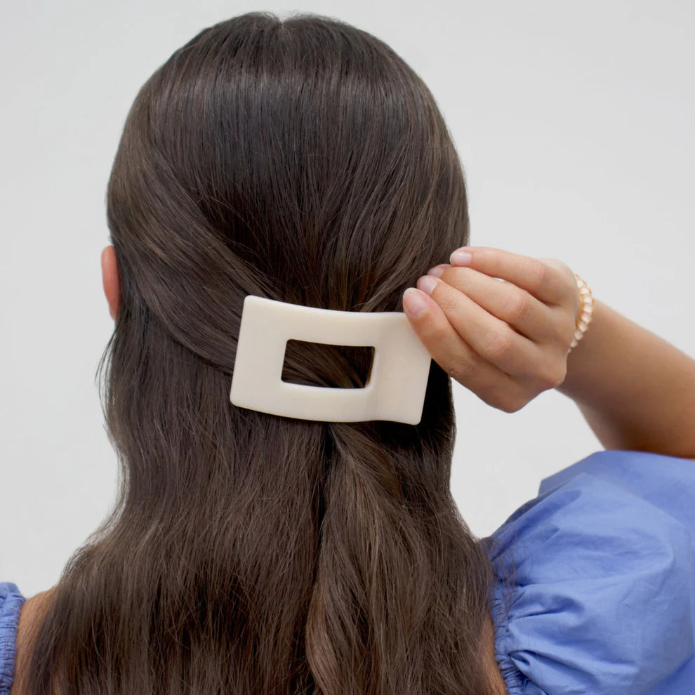 Almond Beige Rectangle Flat Clip
