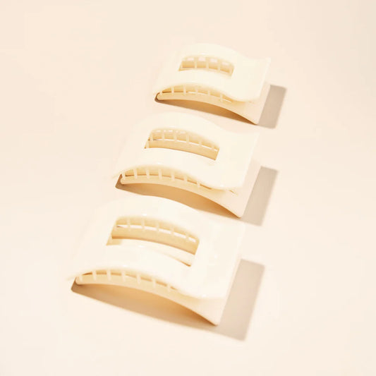 Almond Beige Rectangle Flat Clip