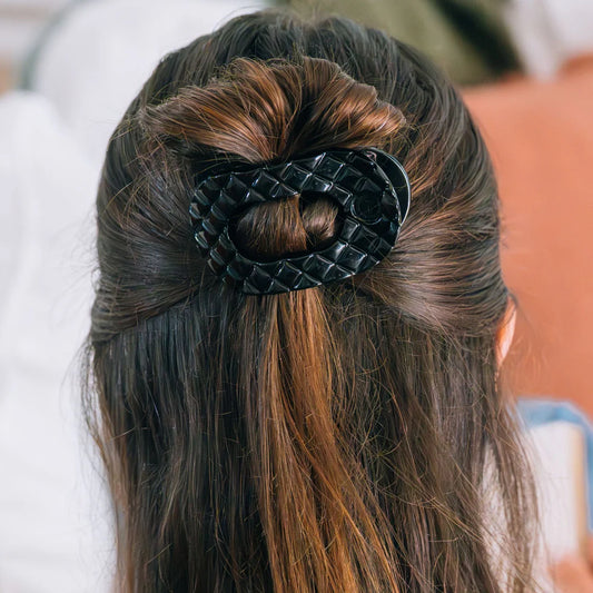 Jet Black Quilted Flat Clip