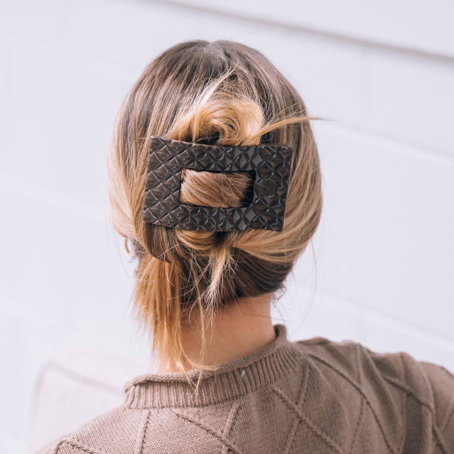Truly Taupe Quilted Flat Rectangle Clip