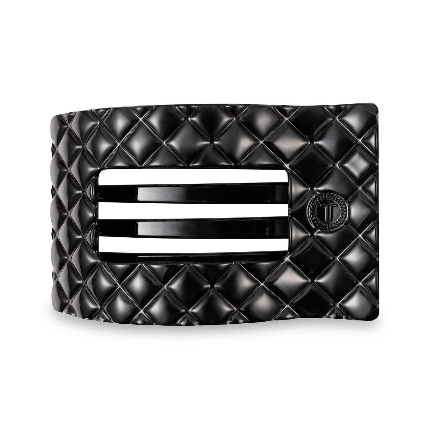 Jet Black Quilted Rectangle Flat Clip
